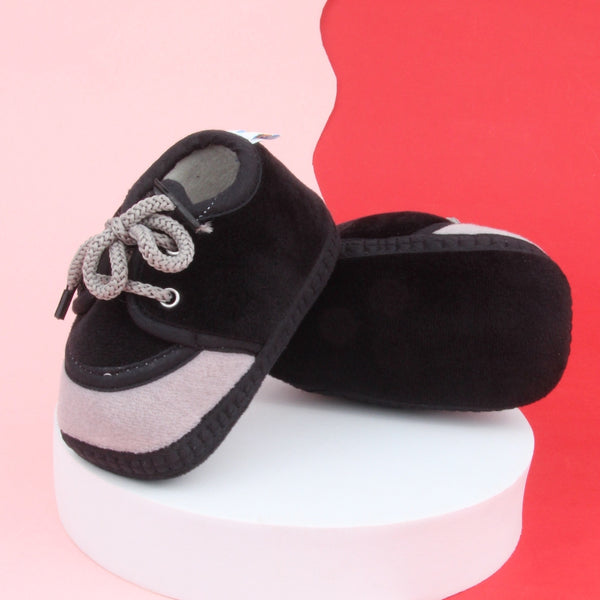 6 To 12 Months Baby Boys & Baby Girls Lace Velvet Shoe/Booties (Brown)-BT4935