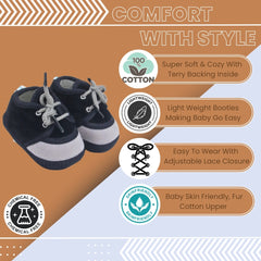 6 To 12 Months Baby Boys & Baby Girls Lace Velvet Shoe/Booties (Brown)-BT4935