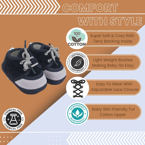 6 To 12 Months Baby Boys & Baby Girls Lace Velvet Shoe/Booties (Brown)-BT4935