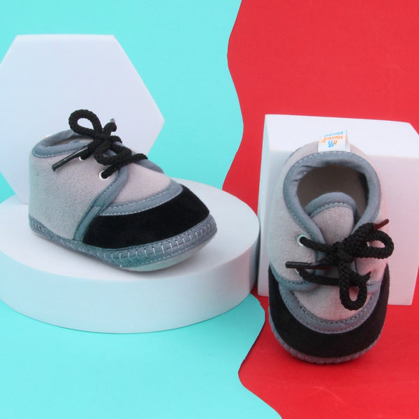 6 To 12 Months Baby Boys & Baby Girls Lace Velvet Shoe/Booties (Dark Brown,Red)-BT4936