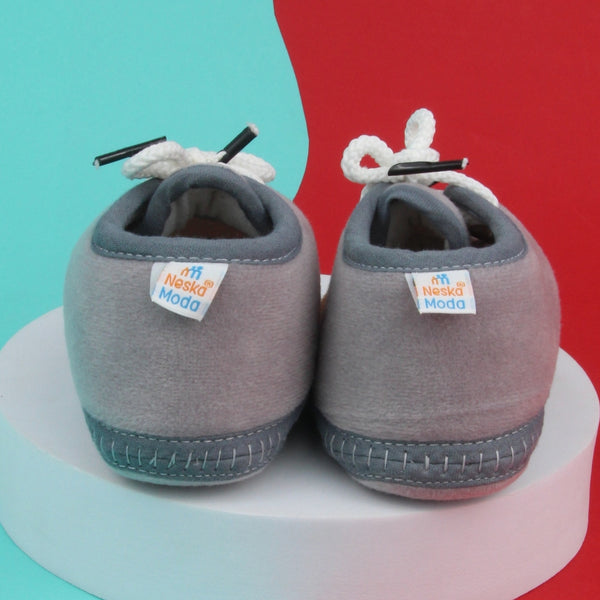 6 To 12 Months Baby Boys & Baby Girls Lace Velvet Shoe/Booties (Dark Brown,Red)-BT4936