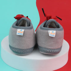 6 To 12 Months Baby Boys & Baby Girls Lace Velvet Shoe/Booties (Dark Brown,Baby Pink)-BT4937