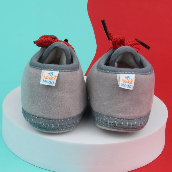 6 To 12 Months Baby Boys & Baby Girls Lace Velvet Shoe/Booties (Dark Brown,Baby Pink)-BT4937