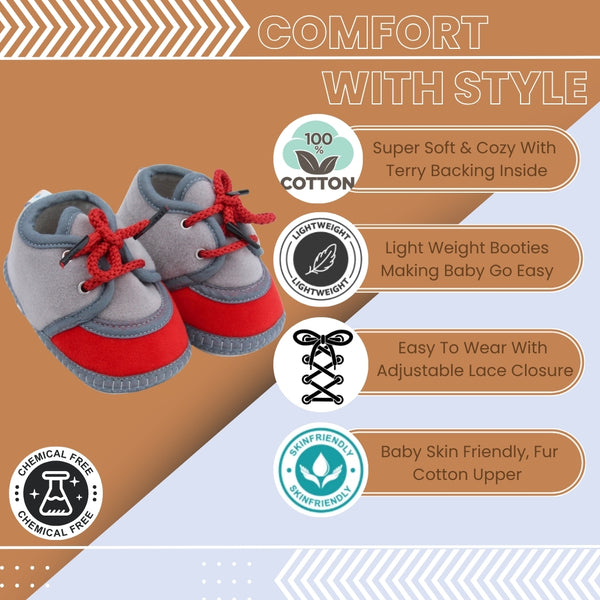6 To 12 Months Baby Boys & Baby Girls Lace Velvet Shoe/Booties (Dark Brown,Baby Pink)-BT4937