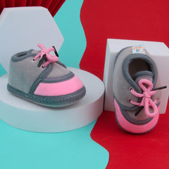 6 To 12 Months Baby Boys & Baby Girls Lace Velvet Shoe/Booties (Dark Brown,Off White)-BT4938