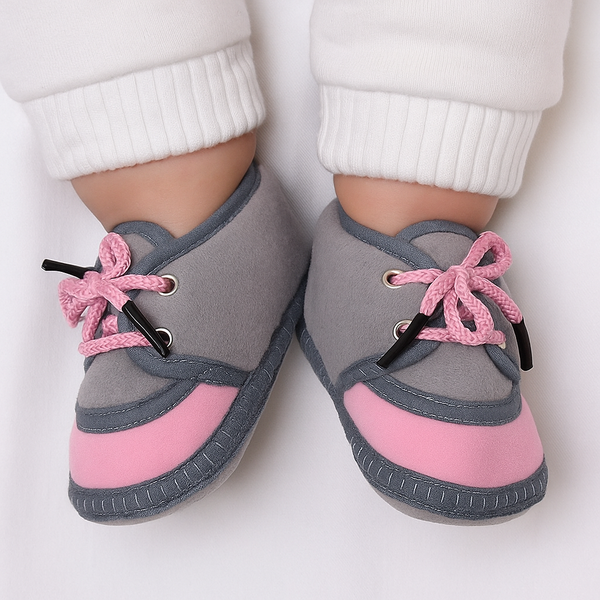 6 To 12 Months Baby Boys & Baby Girls Lace Velvet Shoe/Booties (Dark Brown,Off White)-BT4938