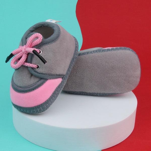 6 To 12 Months Baby Boys & Baby Girls Lace Velvet Shoe/Booties (Dark Brown,Off White)-BT4938