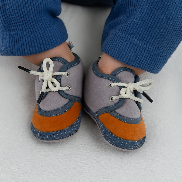 6 To 12 Months Baby Boys & Baby Girls Lace Velvet Shoe/Booties (Dark Brown,Grey)-BT4939