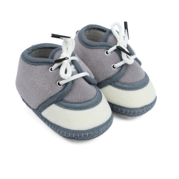 6 To 12 Months Baby Boys & Baby Girls Lace Velvet Shoe/Booties (Off White,Dark Brown)-BT4940