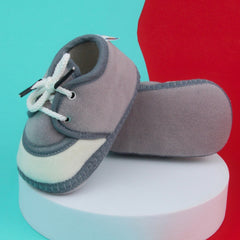 6 To 12 Months Baby Boys & Baby Girls Lace Velvet Shoe/Booties (Off White,Dark Brown)-BT4940