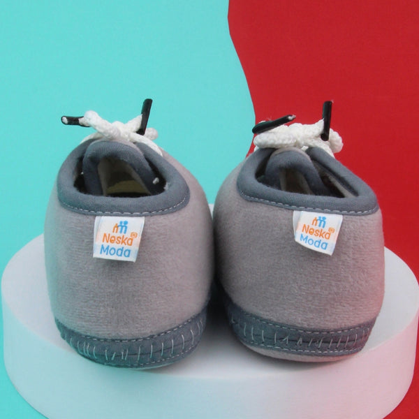 6 To 12 Months Baby Boys & Baby Girls Lace Velvet Shoe/Booties (Off White,Dark Brown)-BT4940