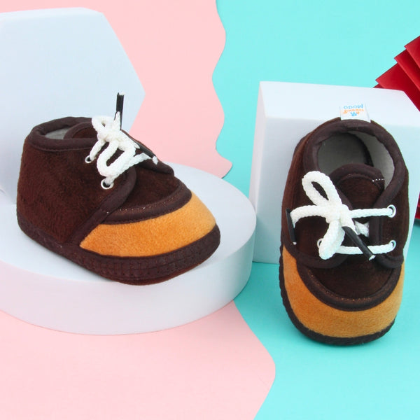 6 To 12 Months Baby Boys & Baby Girls Lace Velvet Shoe/Booties (Off White,Red)-BT4941