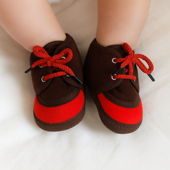 6 To 12 Months Baby Boys & Baby Girls Lace Velvet Shoe/Booties (Off White,Brown)-BT4942