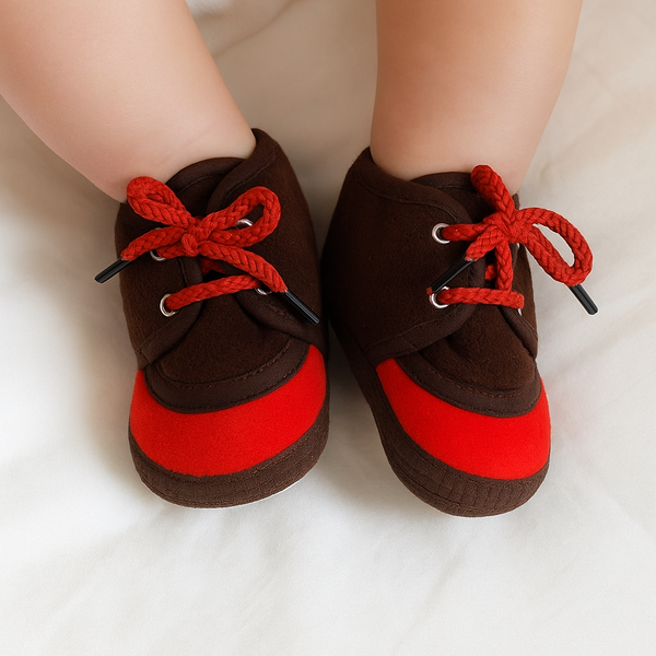 6 To 12 Months Baby Boys & Baby Girls Lace Velvet Shoe/Booties (Off White,Brown)-BT4942