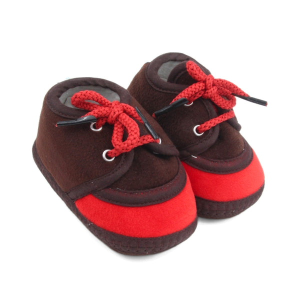 6 To 12 Months Baby Boys & Baby Girls Lace Velvet Shoe/Booties (Off White,Brown)-BT4942