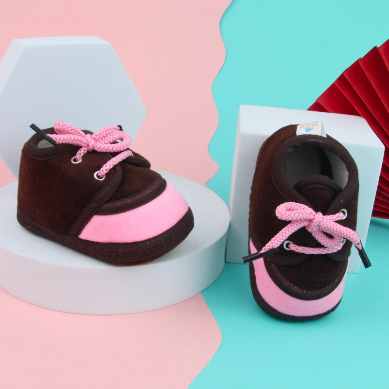 6 To 12 Months Baby Boys & Baby Girls Lace Velvet Shoe/Booties (Off White,Grey)-BT4943