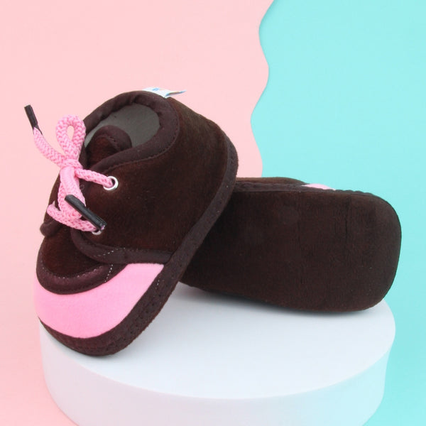 6 To 12 Months Baby Boys & Baby Girls Lace Velvet Shoe/Booties (Off White,Grey)-BT4943