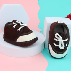 6 To 12 Months Baby Boys & Baby Girls Lace Velvet Shoe/Booties (Off White,Baby Pink)-BT4944