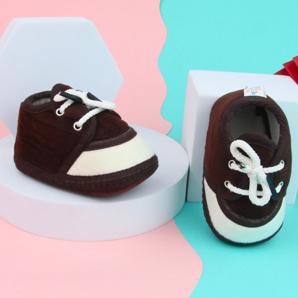 6 To 12 Months Baby Boys & Baby Girls Lace Velvet Shoe/Booties (Off White,Baby Pink)-BT4944