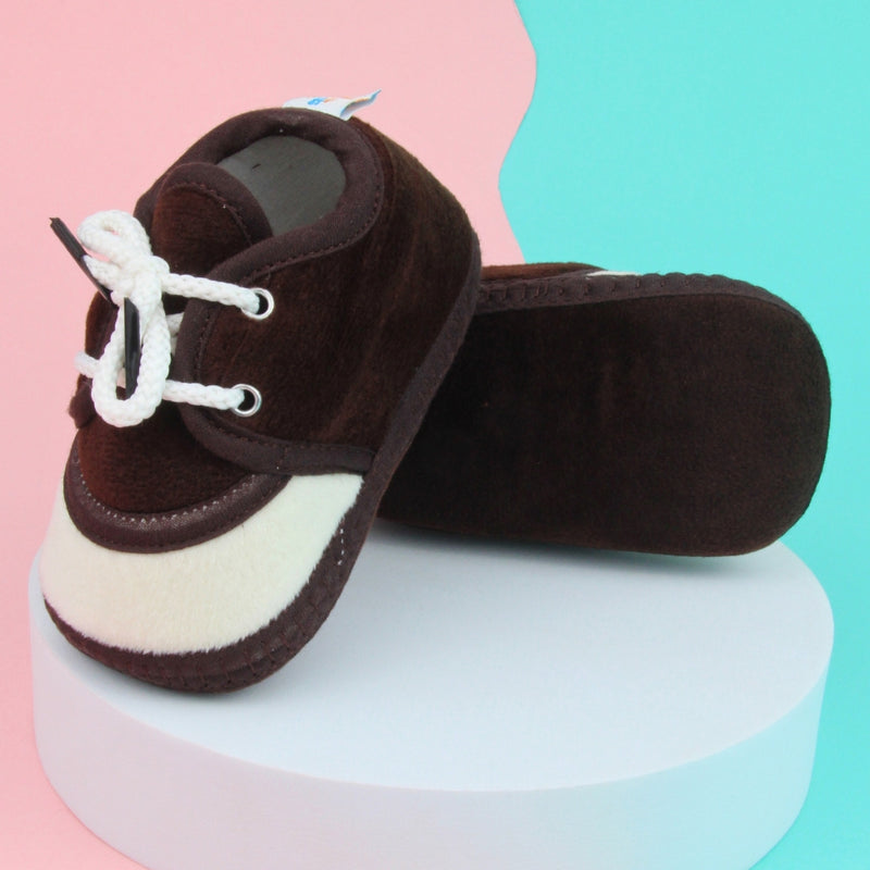 6 To 12 Months Baby Boys & Baby Girls Lace Velvet Shoe/Booties (Off White,Baby Pink)-BT4944
