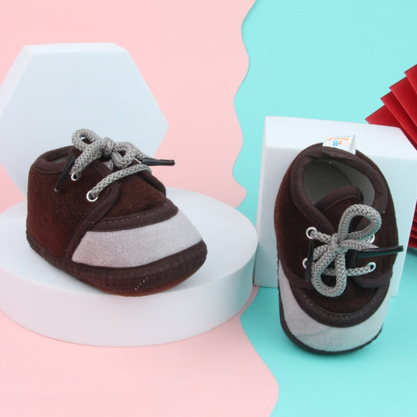 6 To 12 Months Baby Boys & Baby Girls Lace Velvet Shoe/Booties (Off White,Black)-BT4945