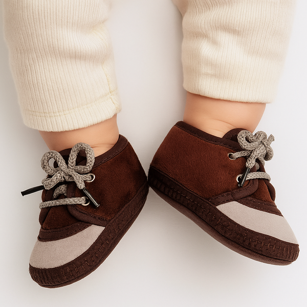 6 To 12 Months Baby Boys & Baby Girls Lace Velvet Shoe/Booties (Off White,Black)-BT4945