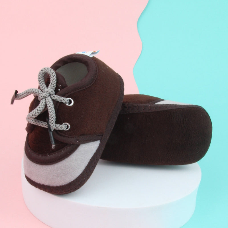 6 To 12 Months Baby Boys & Baby Girls Lace Velvet Shoe/Booties (Off White,Black)-BT4945