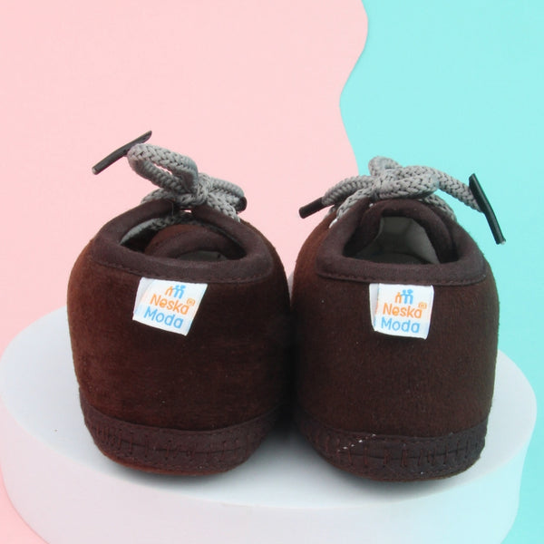 6 To 12 Months Baby Boys & Baby Girls Lace Velvet Shoe/Booties (Off White,Black)-BT4945