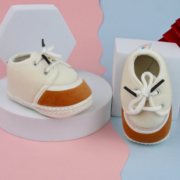 6 To 12 Months Baby Boys & Baby Girls Lace Velvet Shoe/Booties (Dark Brown)-BT4948