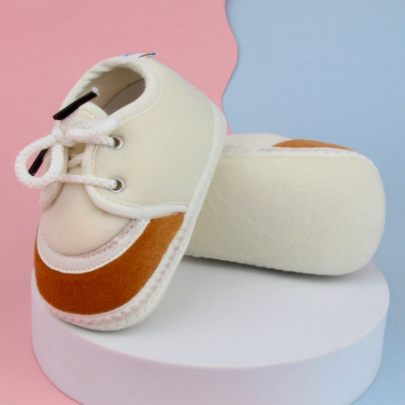 6 To 12 Months Baby Boys & Baby Girls Lace Velvet Shoe/Booties (Dark Brown)-BT4948