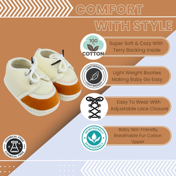 6 To 12 Months Baby Boys & Baby Girls Lace Velvet Shoe/Booties (Dark Brown)-BT4948