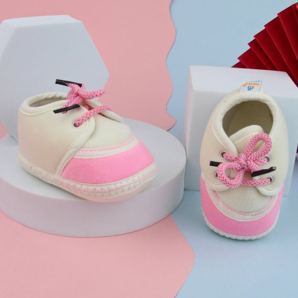 6 To 12 Months Baby Boys & Baby Girls Lace Velvet Shoe/Booties (Brown,Pink)-BT4950