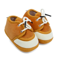 6 To 12 Months Baby Boys & Baby Girls Lace Cotton Shoe/Booties (Yellow,Brown)-BT4952