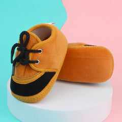 6 To 12 Months Baby Boys & Baby Girls Lace Velvet Belly/Booties (Brown)-BT4953