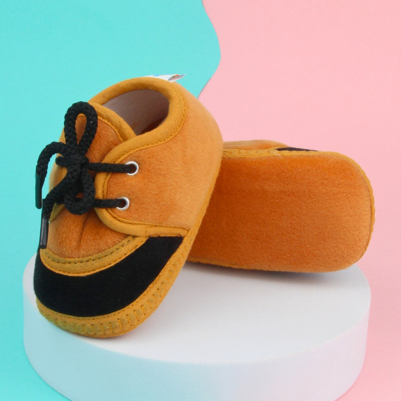 6 To 12 Months Baby Boys & Baby Girls Lace Velvet Belly/Booties (Brown)-BT4953