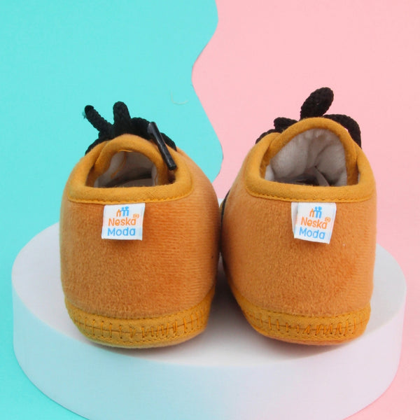 6 To 12 Months Baby Boys & Baby Girls Lace Velvet Belly/Booties (Brown)-BT4953