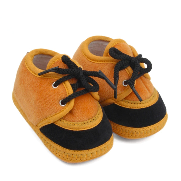 6 To 12 Months Baby Boys & Baby Girls Lace Velvet Belly/Booties (Brown)-BT4953