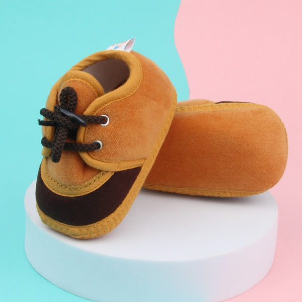 6 To 12 Months Baby Boys & Baby Girls Lace Velvet Belly/Booties (Brown)-BT4954
