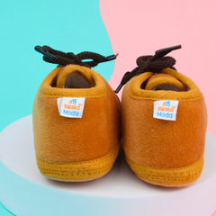 6 To 12 Months Baby Boys & Baby Girls Lace Velvet Belly/Booties (Brown)-BT4954