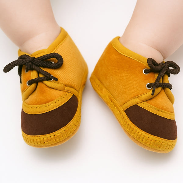 6 To 12 Months Baby Boys & Baby Girls Lace Velvet Belly/Booties (Brown)-BT4954
