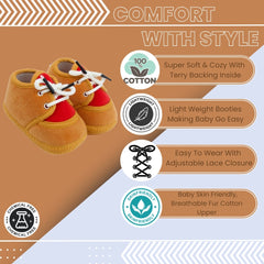 6 To 12 Months Baby Boys & Baby Girls Lace Cotton Shoe/Booties (White,Grey)-BT4955