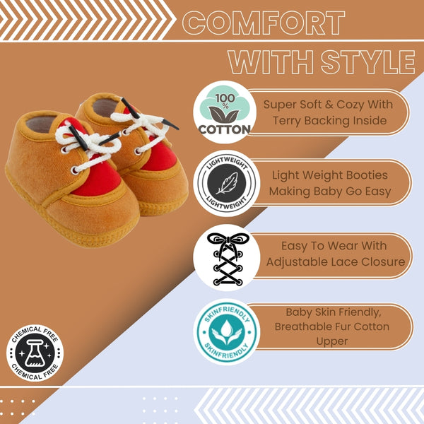 6 To 12 Months Baby Boys & Baby Girls Lace Cotton Shoe/Booties (White,Grey)-BT4955