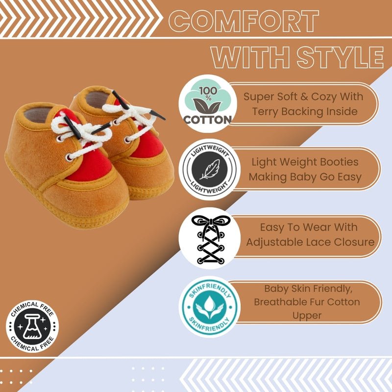 6 To 12 Months Baby Boys & Baby Girls Lace Cotton Shoe/Booties (White,Grey)-BT4955