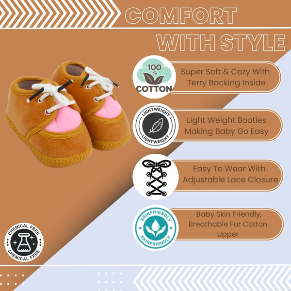 6 To 12 Months Baby Boys & Baby Girls Lace Cotton Shoe/Booties (White)-BT4956