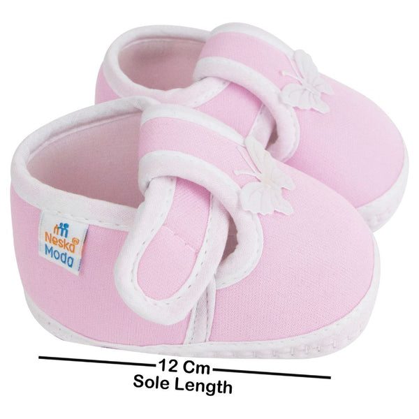 Neska Moda 6 To 12 Months Baby Boys & Girls Cotton Butterfly Velcro Booties