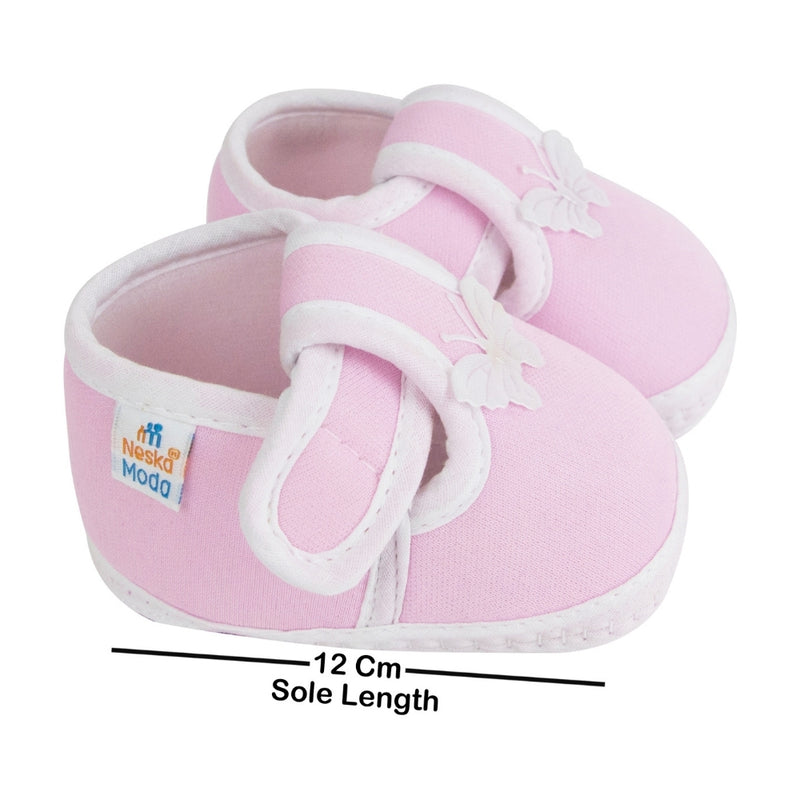 Neska Moda 6 To 12 Months Baby Boys & Girls Cotton Butterfly Velcro Booties