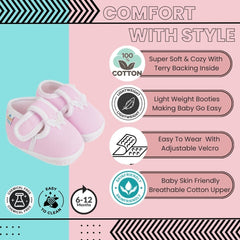 Neska Moda 6 To 12 Months Baby Boys & Girls Cotton Butterfly Velcro Booties