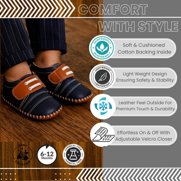6 To 12 Months Baby Boys & Girls Booties (Black,Brown)-BT5002