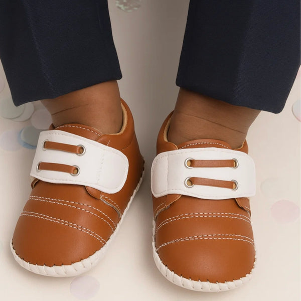 6 To 12 Months Baby Boys & Girls Booties (Brown,White)-BT5003
