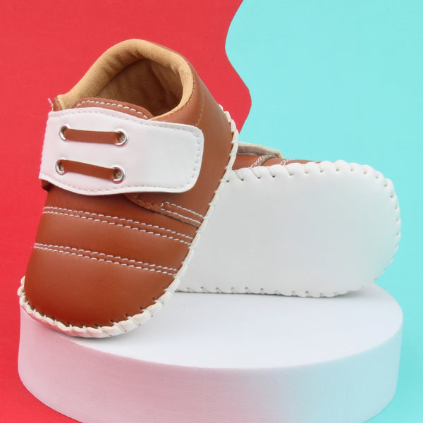 6 To 12 Months Baby Boys & Girls Booties (Brown,White)-BT5003